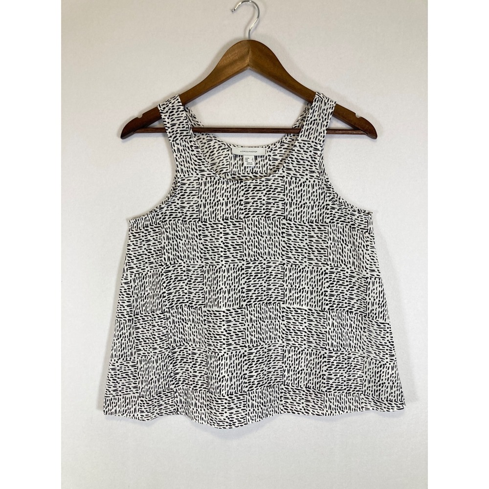 Minimalist Atmosphere Women Size 4 Black White Abstract Dash Print Tank Top